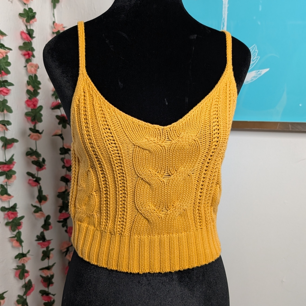 American Eagle Outfitters Yellow Cable Knit Camisole